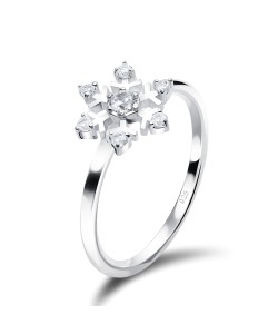 Snowflake Designed CZ Silver Ring NSR-3795